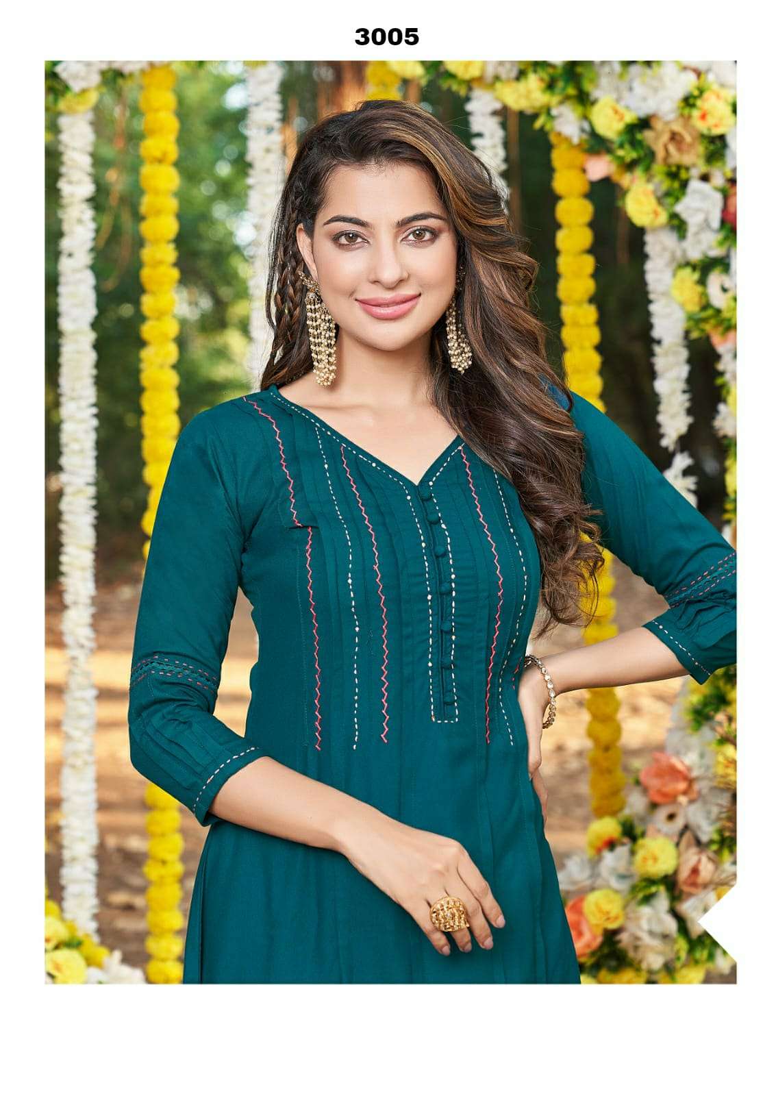 MUSKAN VOL 4 PREMIUM RAYON LIVA TAG A LINE HAND WORK  KURTI WITH  STITCH PLATTING STYLE BY S3FOREVER BRAND 3004 C